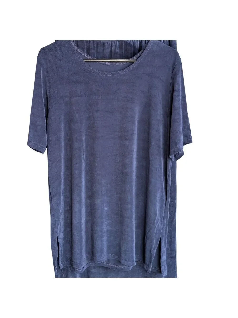 Lounge Set Blue Top and Pants Two Piece Knit Comfort Relaxed Fit, Medium
